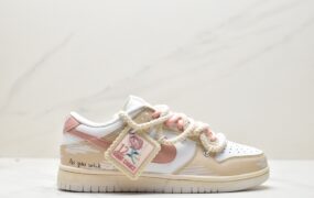 耐克 Nike Dunk Low 玫瑰布贴 时尚复古 防滑耐磨 低帮 休闲板鞋 棕白 DD1503-112