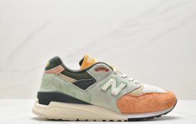 新百伦 New Balance M998 Made in USA 经典复古休闲 低帮 运动慢跑鞋 白橙绿 M998KT1