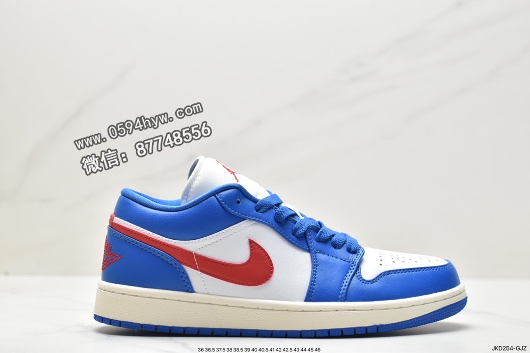 乔丹 Jordan Air Jordan 1″Sport Blue” 减震防滑耐磨 低帮 复古篮球鞋 女款 蓝白 553558-066