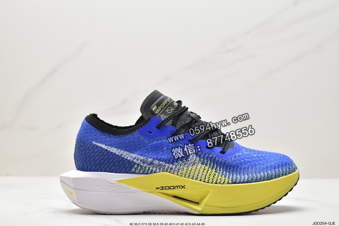 耐克 Nike ZoomX Vaporfly Next% 3 透气减震回弹 防滑耐磨 低帮 马拉松跑步鞋 蓝白黄 DX7957 118