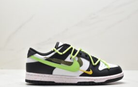 耐克 Nike Dunk Low Multi-Color Swoosh 青苹果三勾 牛油果 低帮 休闲运动板鞋 女款 黑绿 FD4623-134