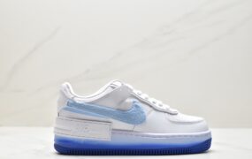 耐克 Nike Air Force 1 Low Fur-Lined Shadow 防滑耐磨 低帮 休闲运动板鞋 女款 白蓝 FJ4567-100