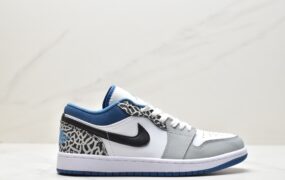 乔丹 Jordan Air Jordan 1low se”true blue” 真蓝 爆裂纹 低帮 复古篮球鞋 男女同款 白蓝 DN3705-301