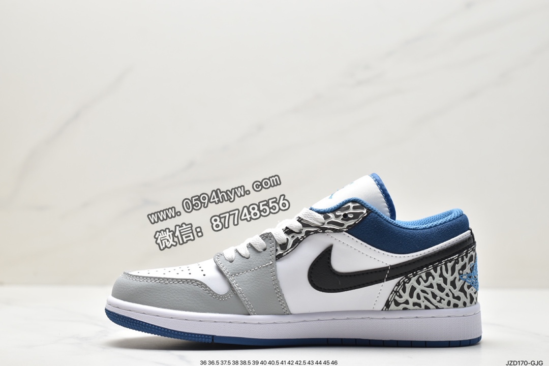 篮球鞋, 爆裂纹, Jordan Air Jordan 1low se"true blue", Jordan, DN3705-301, Air Jordan 1, Air Jordan - 乔丹 Jordan Air Jordan 1low se"true blue" 真蓝 爆裂纹 低帮 复古篮球鞋 男女同款 白蓝 DN3705-301