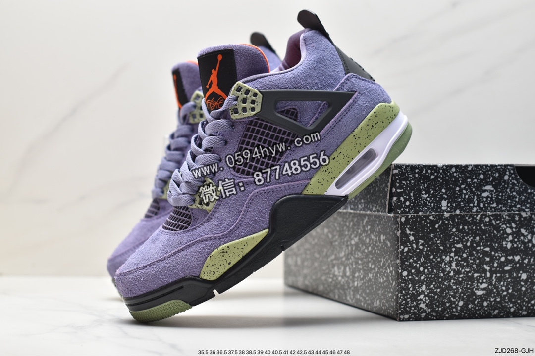 篮球鞋, NY, Jordan Air Jordan 4 retro“canyon purple", Jordan, AQ9129-500, AJ4, Air Jordan 4, Air Jordan - 乔丹 AJ4 Jordan Air Jordan 4 retro“canyon purple" 麂皮 初号机 潮流百搭 防滑减震 中帮 复古篮球鞋 女款 紫色 AQ9129-500