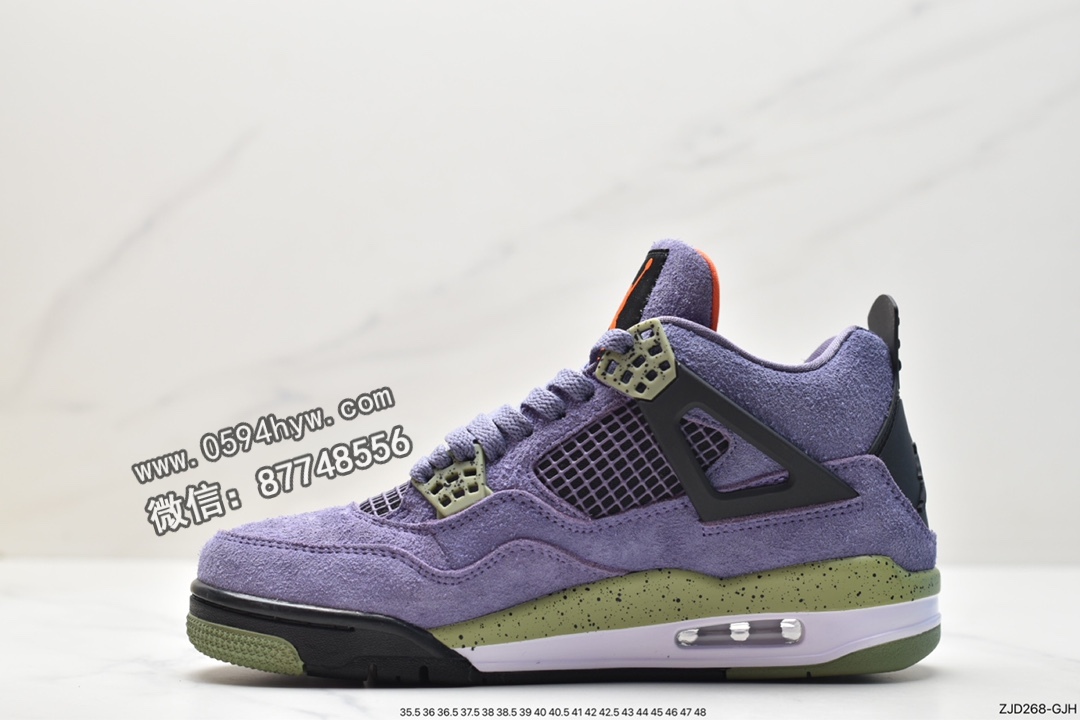 篮球鞋, NY, Jordan Air Jordan 4 retro“canyon purple", Jordan, AQ9129-500, AJ4, Air Jordan 4, Air Jordan - 乔丹 AJ4 Jordan Air Jordan 4 retro“canyon purple" 麂皮 初号机 潮流百搭 防滑减震 中帮 复古篮球鞋 女款 紫色 AQ9129-500