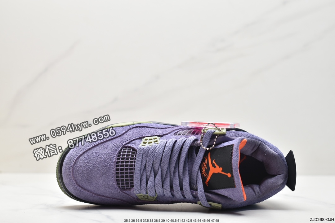 篮球鞋, NY, Jordan Air Jordan 4 retro“canyon purple", Jordan, AQ9129-500, AJ4, Air Jordan 4, Air Jordan - 乔丹 AJ4 Jordan Air Jordan 4 retro“canyon purple" 麂皮 初号机 潮流百搭 防滑减震 中帮 复古篮球鞋 女款 紫色 AQ9129-500