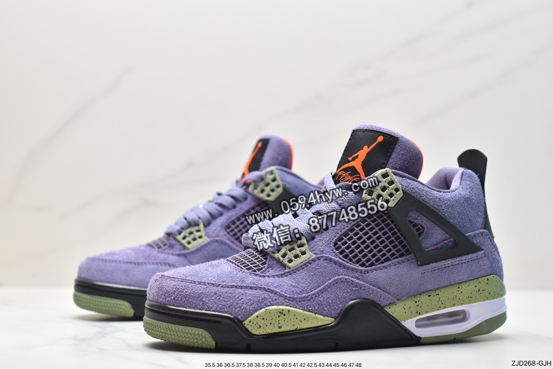 篮球鞋, NY, Jordan Air Jordan 4 retro“canyon purple", Jordan, AQ9129-500, AJ4, Air Jordan 4, Air Jordan - 乔丹 AJ4 Jordan Air Jordan 4 retro“canyon purple" 麂皮 初号机 潮流百搭 防滑减震 中帮 复古篮球鞋 女款 紫色 AQ9129-500