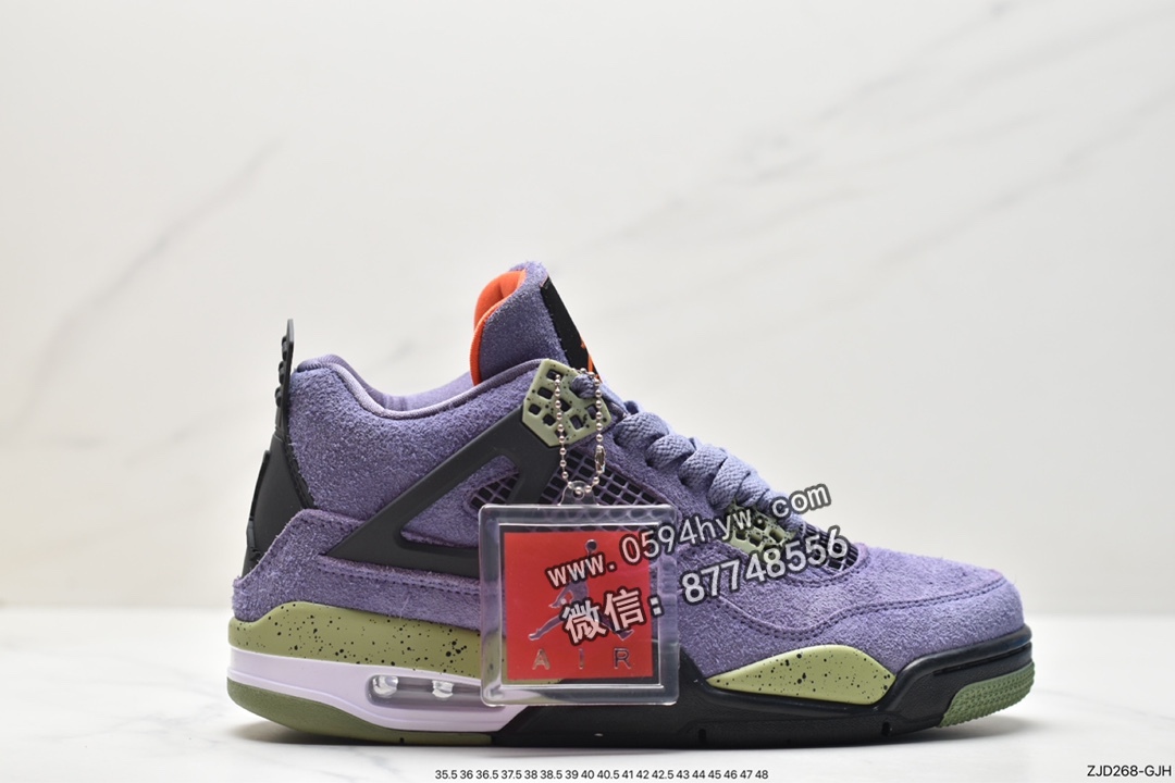 乔丹 AJ4 Jordan Air Jordan 4 retro“canyon purple” 麂皮 初号机 潮流百搭 防滑减震 中帮 复古篮球鞋 女款 紫色 AQ9129-500