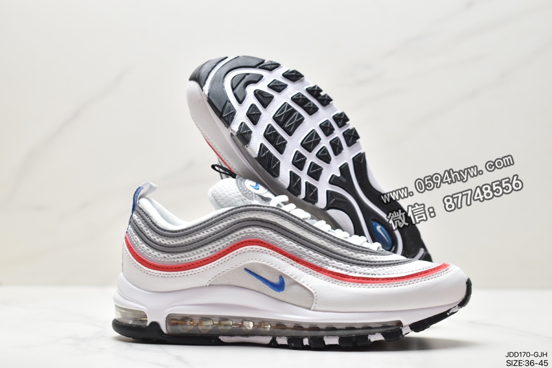 跑步鞋, Nike Air Max 97 Essential, Nike Air Max 97, Nike Air Max, Nike Air, NIKE, DC4830-300, Air Max - 耐克 Nike Air Max 97 Essential 气垫缓震 防滑耐磨 低帮 跑步鞋 女款 灰蓝红 DC4830-300