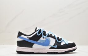 耐克 Nike Dunk Low Multi-Color Swoosh 活力三勾 海盐蓝 防滑耐磨 低帮 休闲运动板鞋 女款 黑白蓝 FD4623-137