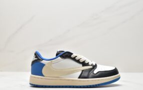 乔丹 Travis Scott x Fragment Design x Jordan AirJordan 1LOW OG SP 三方联名 闪电 低帮 篮球鞋 男女同款 白蓝黑 DM7866-001