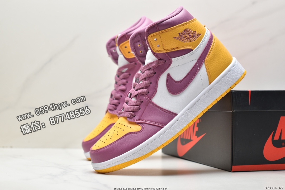 高帮, 篮球鞋, Jordan Air Jordan 1 Retro High OG“UniversityGold and Light Bordeaux”, Jordan, HIGH, Air Jordan 1, Air Jordan, 555088-706 - 乔丹 Jordan Air Jordan 1 Retro High OG“UniversityGold and Light Bordeaux”潮流百搭 高帮 复古篮球鞋 紫黄 555088-706