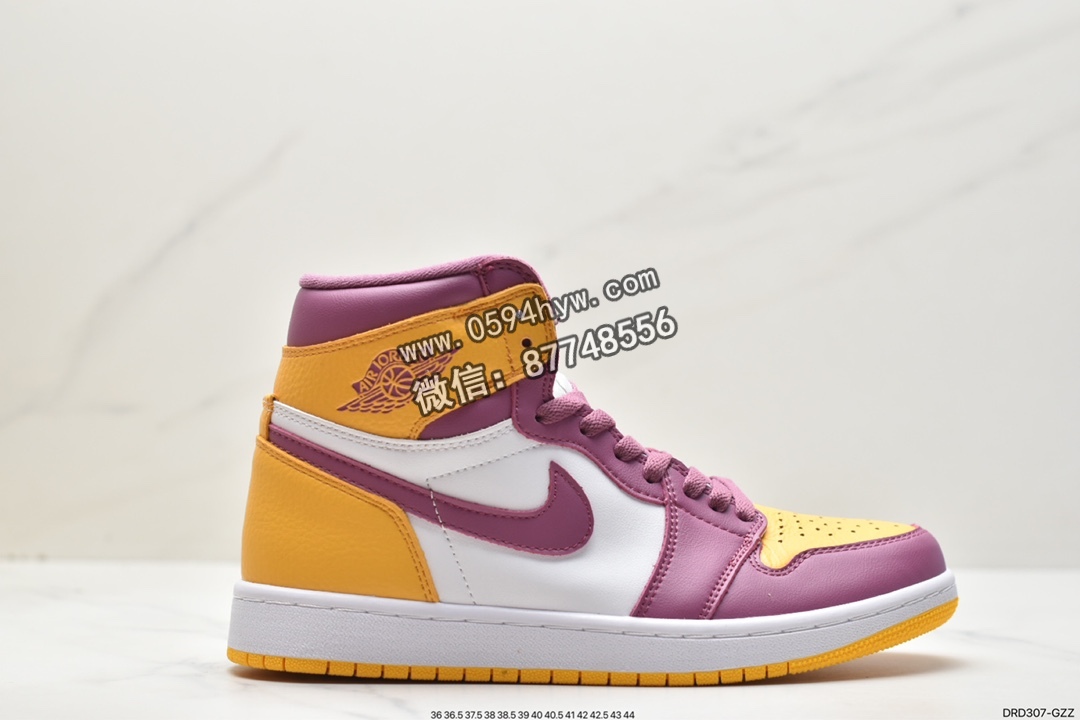 乔丹 Jordan Air Jordan 1 Retro High OG“UniversityGold and Light Bordeaux”潮流百搭 高帮 复古篮球鞋 紫黄 555088-706