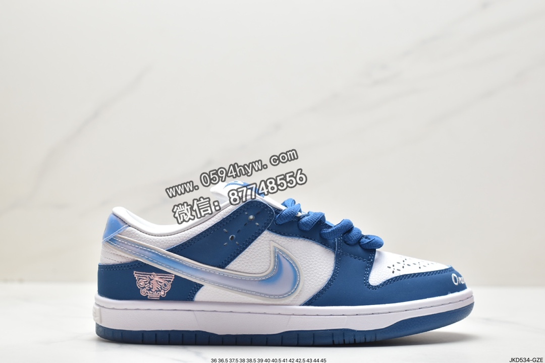 耐克 Born xRaised x Nike Dunk SB LOW”Release Date” 联名款 防滑耐磨 低帮 休闲运动板鞋 男女同款 蓝白色 FN7819-400