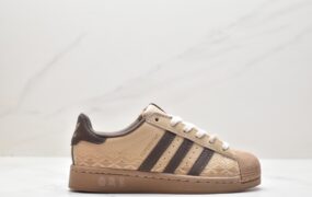 阿迪达斯 Adidas Originals Superstar 防滑耐磨 低帮 休闲运动板鞋 男女同款 棕黄 IF0504