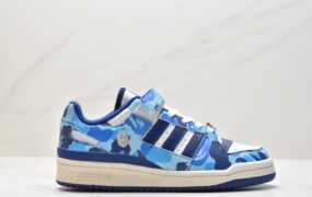 阿迪达斯 A BATHING APE x Adidas Originals FORUM 84Low 防滑耐磨轻便 低帮 运动板鞋 男女同款 蓝白 ID4772