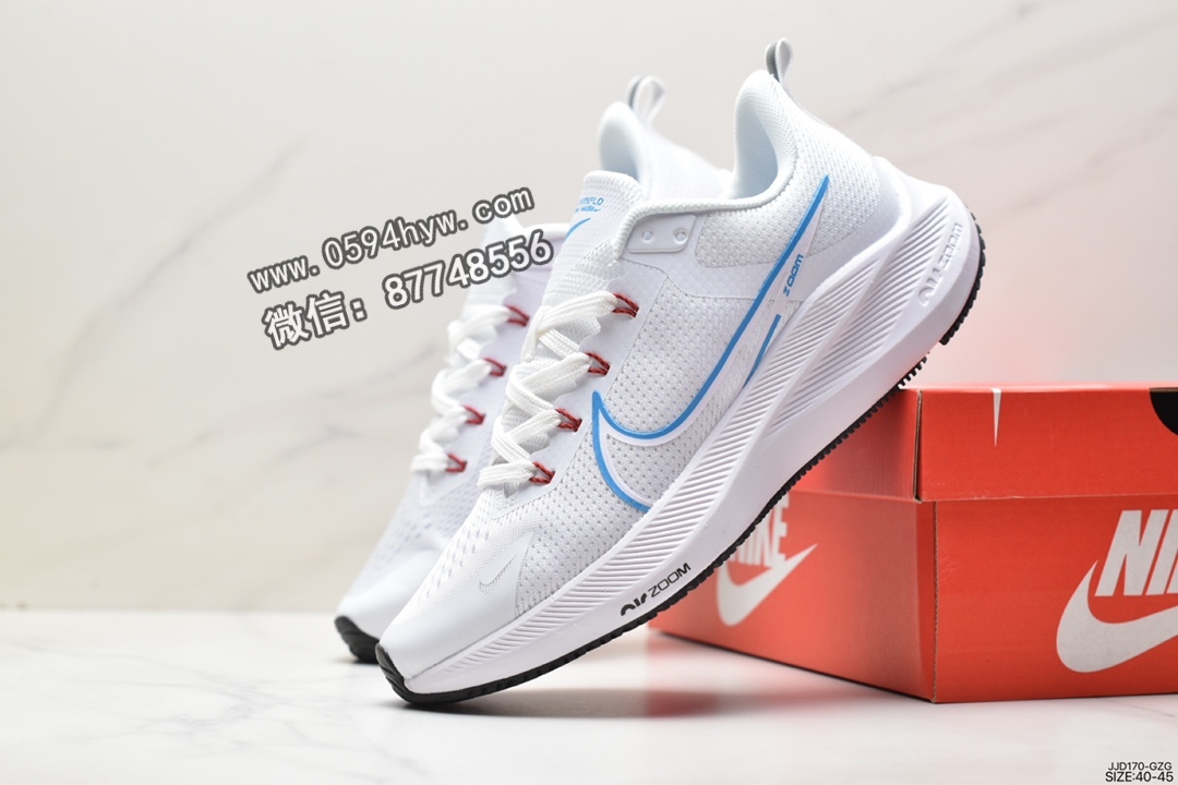 跑步鞋, 耐克, Zoom, Nike Zoom Winflo, NIKE, CW3419 - 耐克 Nike Zoom Winflo 轻量透气 防滑减震 低帮 休闲运动跑步鞋 蓝白 CW3419