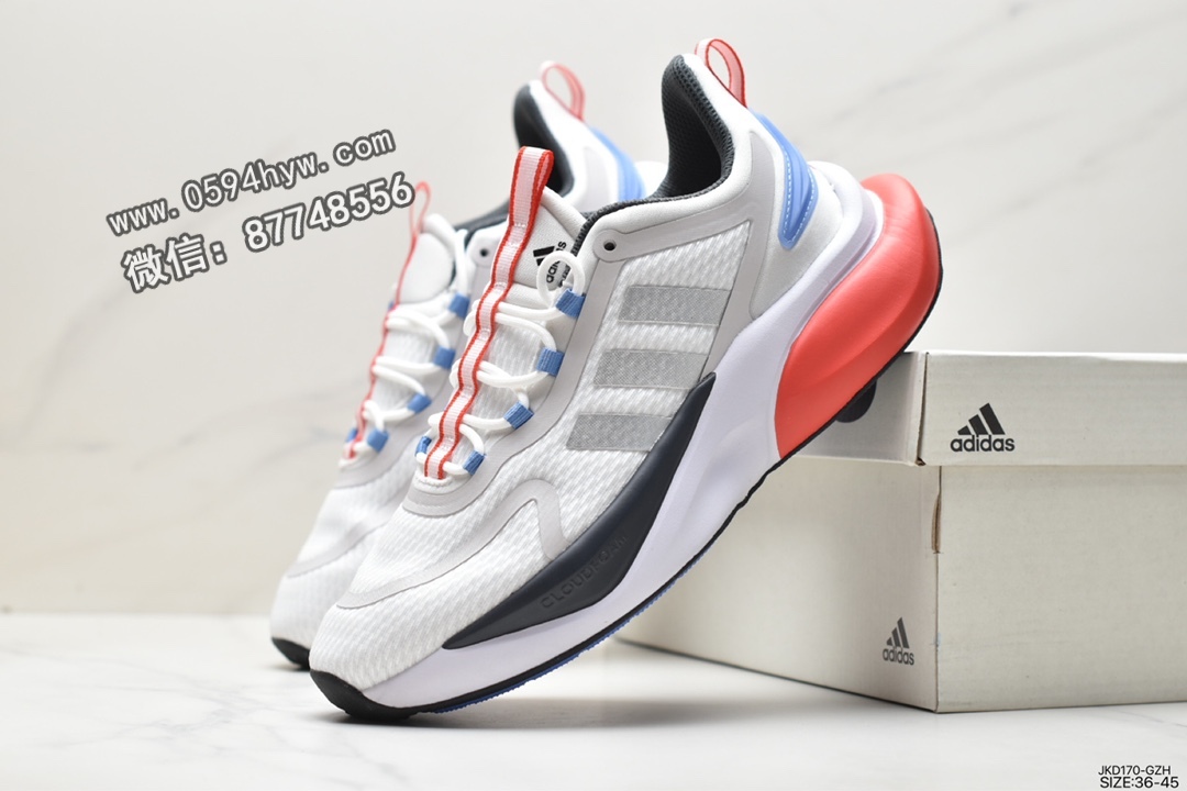 阿迪达斯, 跑步鞋, HP6144, BOUNCE, Alphabounce, Adidas Alphabounce, Adidas - 阿迪达斯 Adidas AlphaBounce+ 舒适潮流 轻便耐磨防滑 低帮 休闲运动跑步鞋 白灰红 HP6144