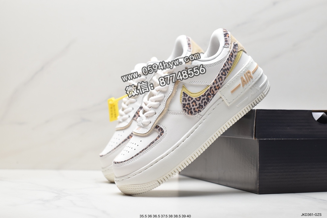 板鞋, Nike Air Force 1Low Shadow“Leopard”, Nike Air Force 1, Nike Air, NIKE, FORCE 1, CI0919-120, Air Force 1 - 耐克 Nike Air Force 1Low Shadow“Leopard” 潮流 豹纹 防滑耐磨 低帮 休闲运动板鞋 女款 白色 CI0919-120