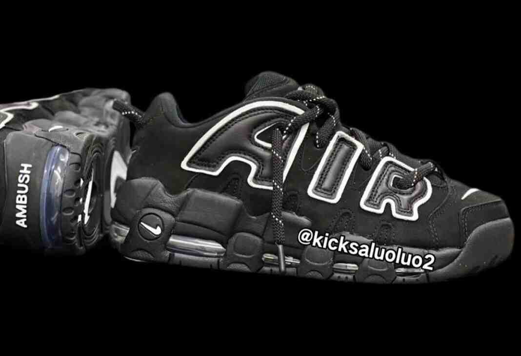 初见：AMBUSH x Nike Air More Uptempo Low “Black/White”。