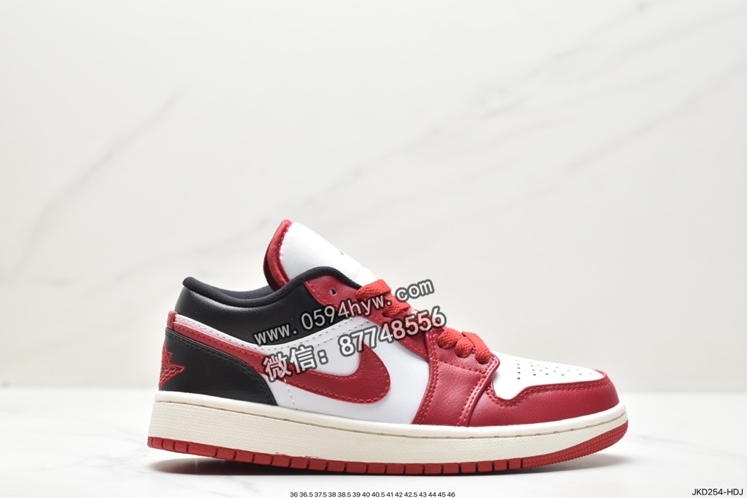 乔丹 Jordan Air Jordan 1low 防滑耐磨减震 低帮 复古篮球鞋 女款 白红黑 553558-481