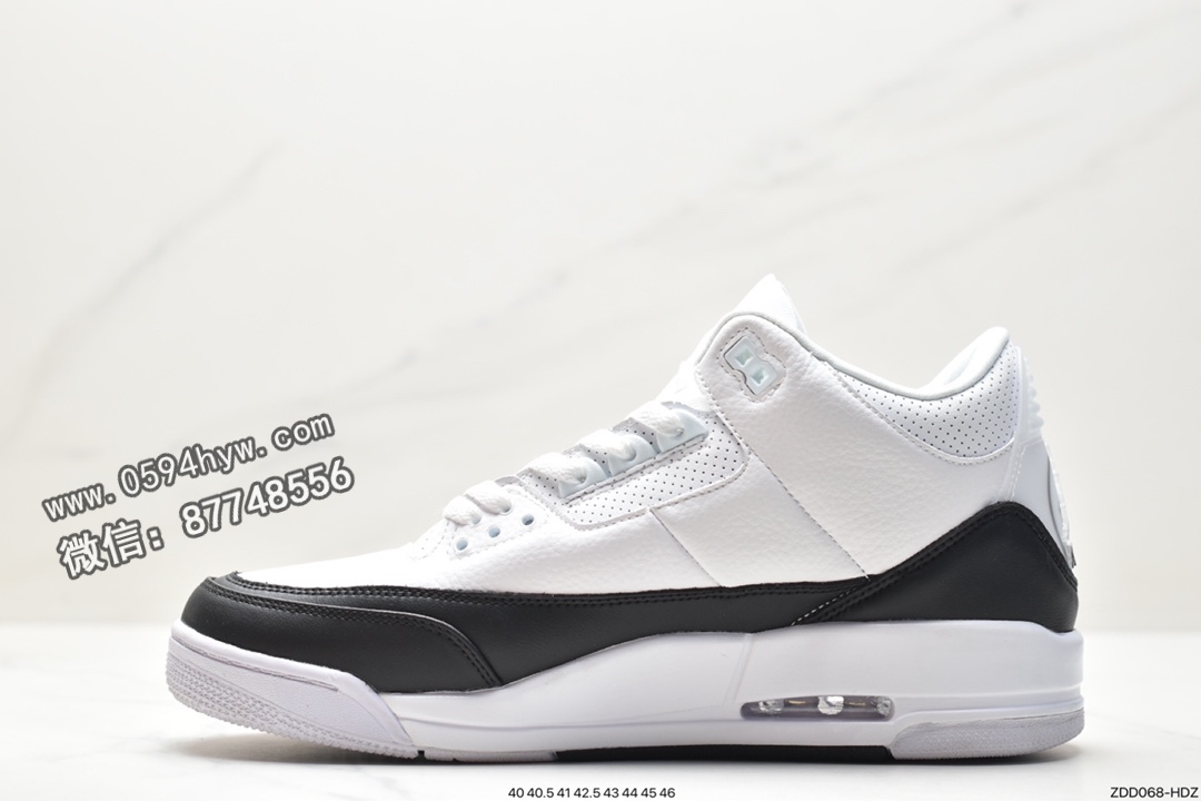 Jumpman, Jordan Air Jordan 3, Jordan, Fragment Design x Jordan Air Jordan 3 retro sp“white”, DA3595-100, Air Jordan 3 Retro, Air Jordan 3, Air Jordan - 乔丹 Fragment Design x Jordan Air Jordan 3 retro sp“white”藤原浩 耐磨减震 中帮 复古篮球鞋 男女同款 黑白 DA3595-100