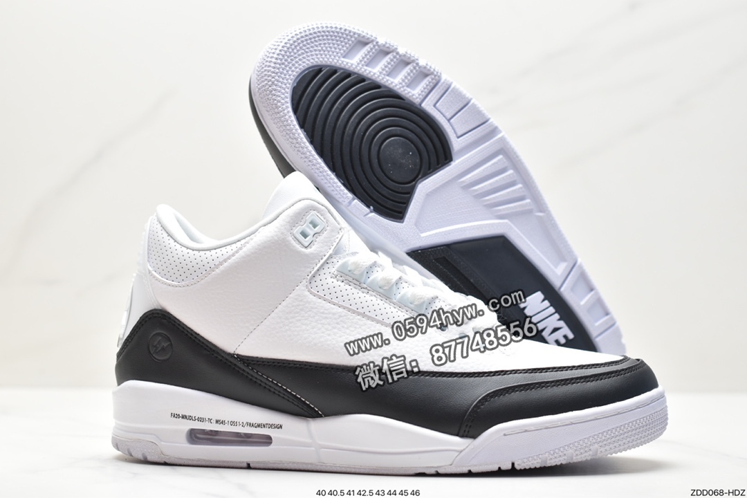 Jumpman, Jordan Air Jordan 3, Jordan, Fragment Design x Jordan Air Jordan 3 retro sp“white”, DA3595-100, Air Jordan 3 Retro, Air Jordan 3, Air Jordan - 乔丹 Fragment Design x Jordan Air Jordan 3 retro sp“white”藤原浩 耐磨减震 中帮 复古篮球鞋 男女同款 黑白 DA3595-100