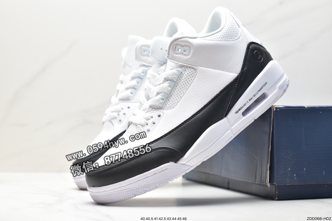 Jumpman, Jordan Air Jordan 3, Jordan, Fragment Design x Jordan Air Jordan 3 retro sp“white”, DA3595-100, Air Jordan 3 Retro, Air Jordan 3, Air Jordan - 乔丹 Fragment Design x Jordan Air Jordan 3 retro sp“white”藤原浩 耐磨减震 中帮 复古篮球鞋 男女同款 黑白 DA3595-100