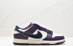 耐克 Nike Dunk Low retro”chenille swoosh”摇粒绒Swoosh 防滑耐磨 低帮 休闲运动板鞋 男款 白紫 DQ7683-100