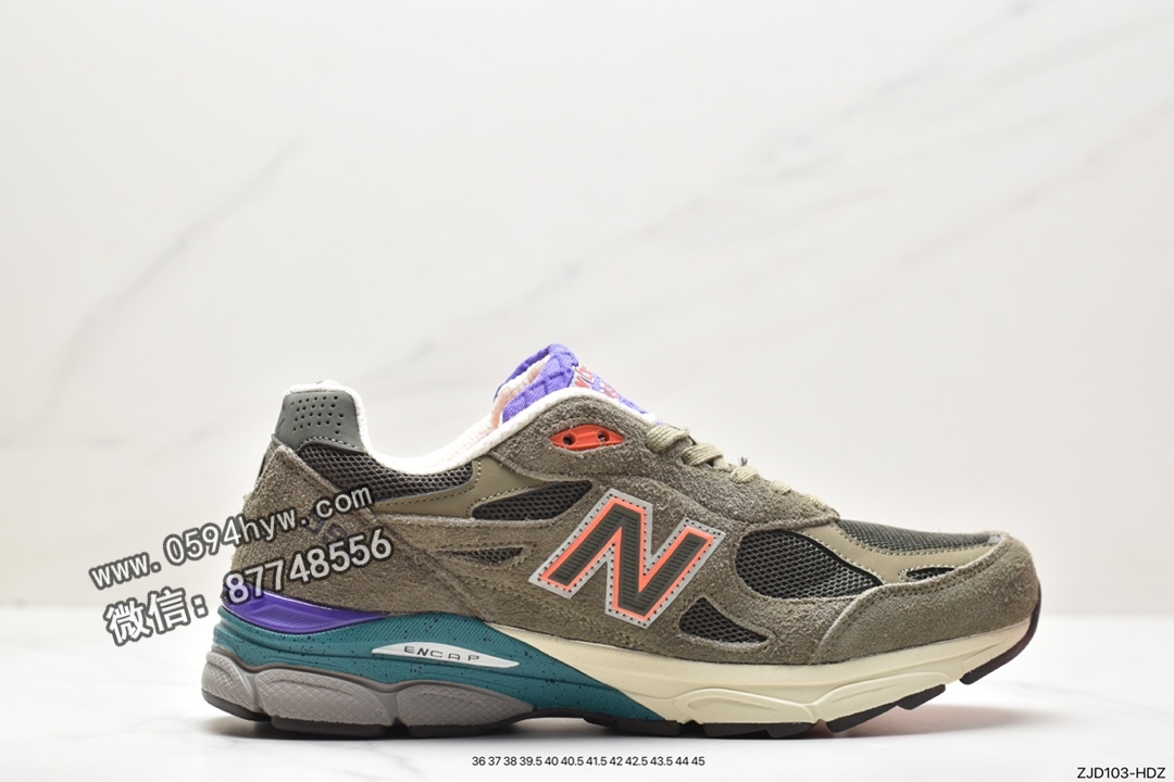 新百伦 YCMC x New Balance NB 990 V3 耐磨透气 低帮 休闲运动跑步鞋 橄榄绿 M990SO3