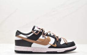 耐克 Nike Dunk Low Multi-Color Swooch 活力三勾 摩卡 防滑耐磨 低帮 休闲运动板鞋 女款 黑白棕 FD4623-142