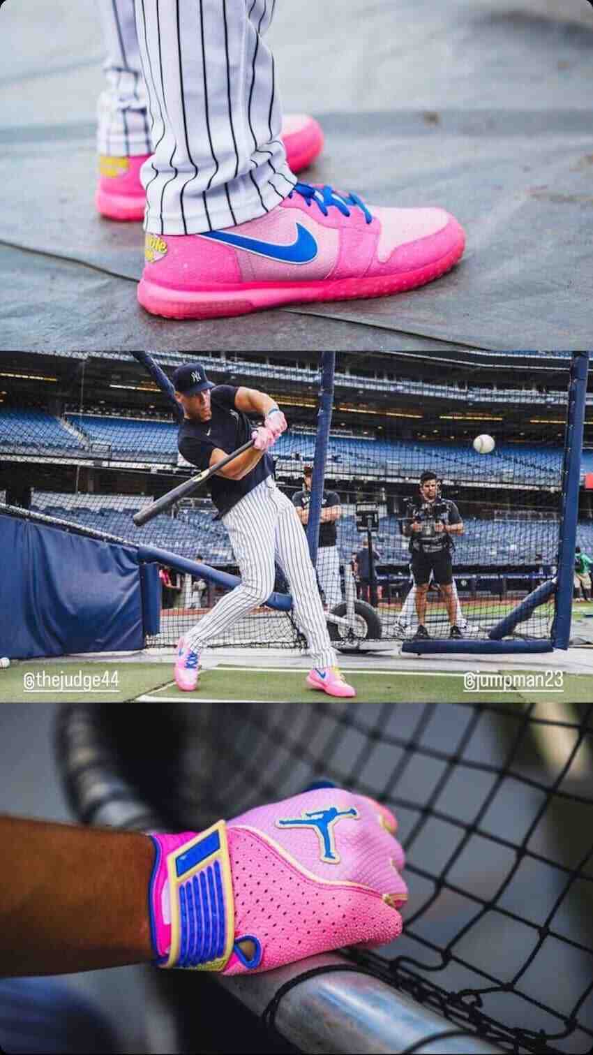 Aaron Judge Wearing His Air Jordan 1 Low Double Gum PE