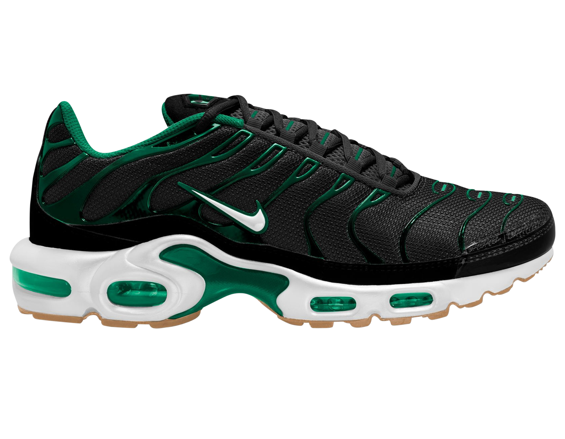 运动鞋, 耐克, Swoosh, Nike Air Max Plus, Nike Air Max, Nike Air, Air Max - 耐克 Air Max Plus 表面黑色和孔雀石色，胶底