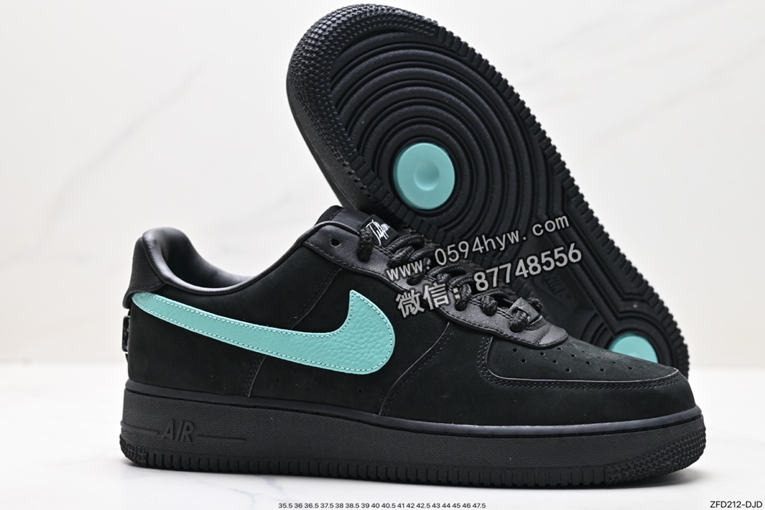 空军一号, 板鞋, Nike Air Force 1 Low, Nike Air Force 1, Nike Air, NIKE, Air Force 1 Low, Air Force 1 - Tiffany &amp; Co. x Nike Air Force 1 Low SP"1837"空军一号经典低帮百搭休闲运动板鞋“联名黑蒂芙尼蓝”DZ1382-001