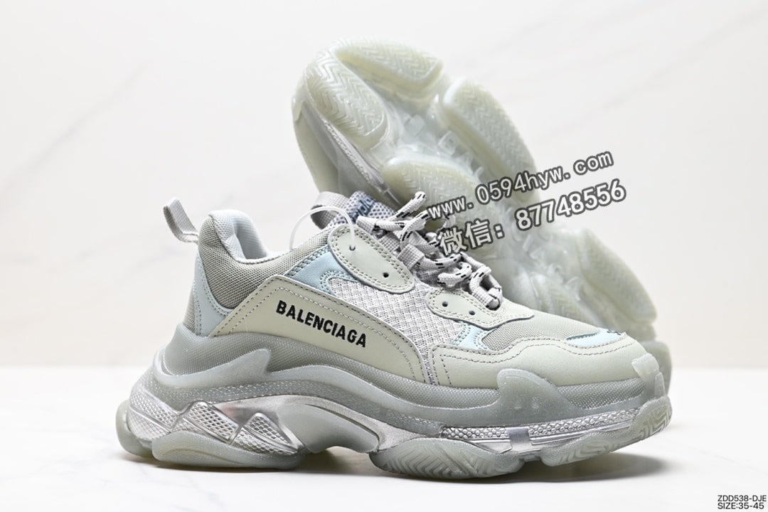 运动鞋, 跑步鞋, 老爹鞋, 篮球鞋, 做旧, Balenciaga - BALENCIAGA 三代做旧厚底老爹鞋 组合底 墨绿 革命性Balenciaga珍藏版运动鞋 货号：ZDD538-DJE