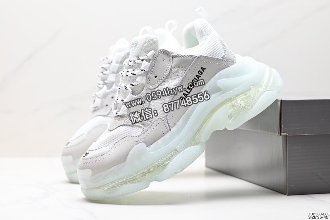 高帮, 运动鞋, 跑步鞋, 老爹鞋, 篮球鞋, 做旧, Balenciaga - BALENCIAGA Triple S 三代做旧厚底老爹鞋 墨绿 组合底 飞织 高帮 珍藏版运动鞋 ID:ZDD538-DJE