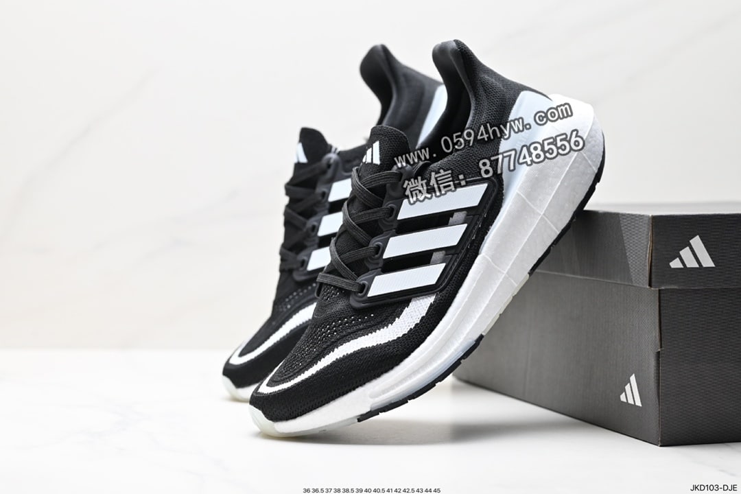 跑鞋, 跑步鞋, 慢跑鞋, Ultraboost, Boost, Adidas - Adidasidas ULTRABOOST LIGHT 轻弹系列 低帮袜套式 针织透气 缓震 休闲运动 慢跑鞋 白蓝橙 货号:HQ6339 尺码：36-45 ID:JKD103-DJE