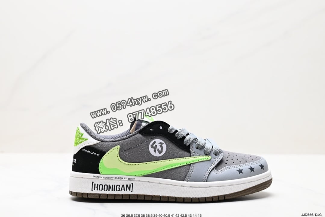 fragment design x Travis Scott x Nike Air Jordan 1 Low OG SP Black/Green Toe 鞋子类型：篮球鞋 鞋帮高度：低帮 货号：CZ0790-043