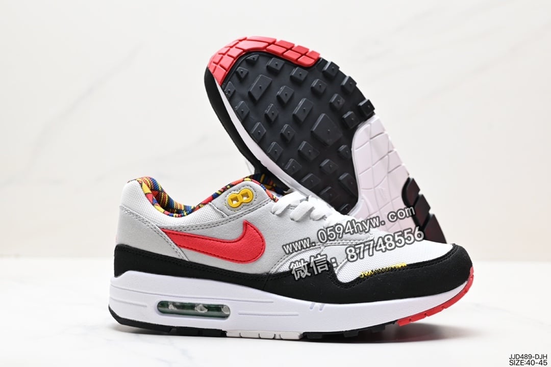 Swoosh, Nike Air Max 1, Nike Air Max, Nike Air, NIKE, Air Max 1, Air Max - Nike Air Max 1 气垫系列 鞋子类型鞋身材质均选择皮革、织物、麂皮 多种材质 全新配色 货号：AH8145-109 尺码:40-45 ID:JJD489-DJH