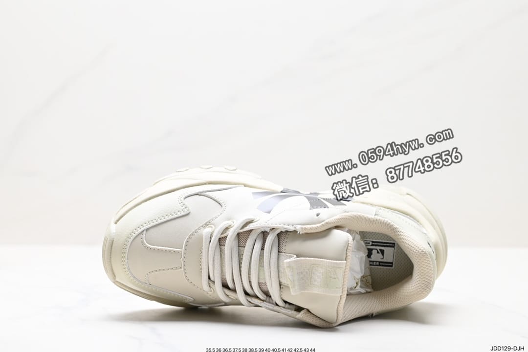 跑鞋, 老爹鞋, 洋基队, 慢跑鞋, NY, NIKE, MLB - ChuNikey Mesh 厚底老爹系列低帮网织轻量休闲运动慢跑鞋，颜色为象牙白黑，货号为32SHC6911(K0001)，尺码范围为35.5-45(半)，ID为JDD129-DJH。