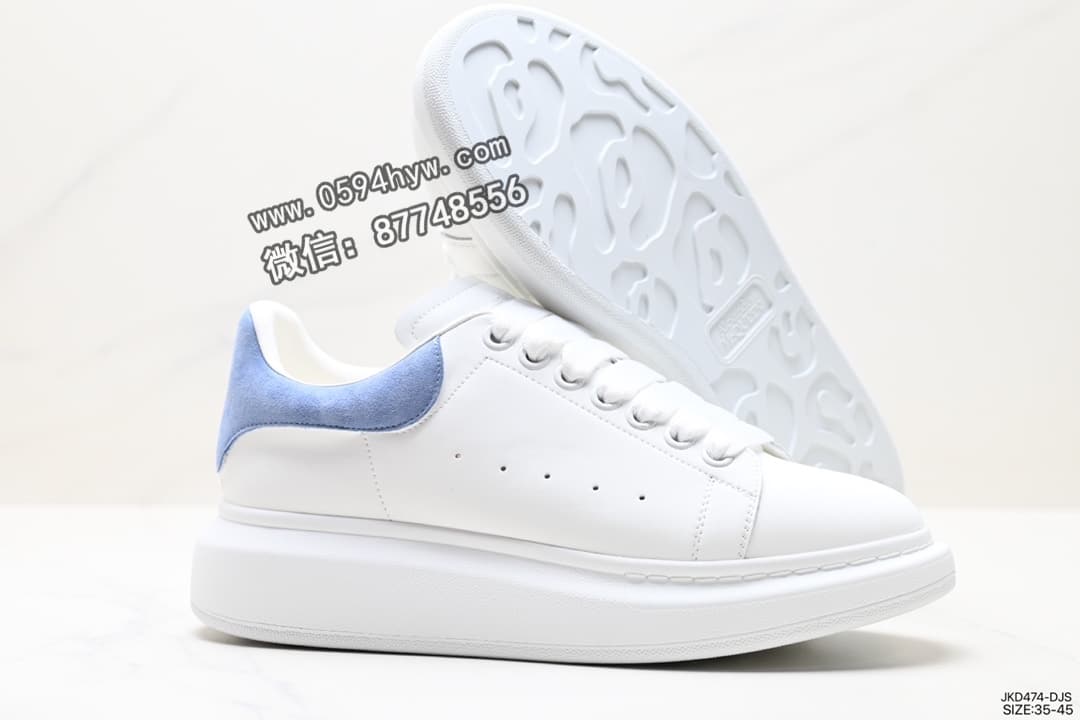 麦昆, 小白鞋, Sneakers, McQueen, KD, Alexander McQueen - Alexander McQueen 亚历山大·麦昆 Sole Leather Sneakers 低帮厚底休闲运动小白鞋 ID:JKD474-DJS