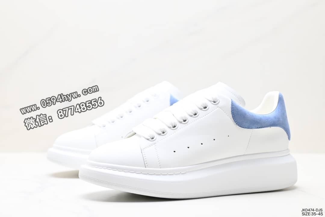 麦昆, 小白鞋, Sneakers, McQueen, KD, Alexander McQueen - Alexander McQueen 亚历山大·麦昆 Sole Leather Sneakers 低帮厚底休闲运动小白鞋 ID:JKD474-DJS