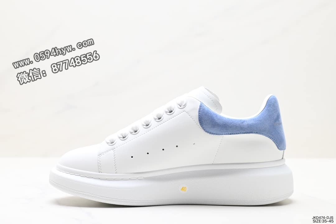 麦昆, 小白鞋, Sneakers, McQueen, KD, Alexander McQueen - Alexander McQueen 亚历山大·麦昆 Sole Leather Sneakers 低帮厚底休闲运动小白鞋 ID:JKD474-DJS