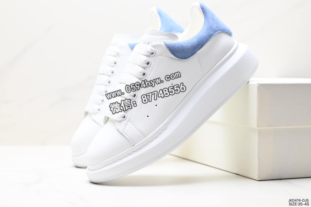 麦昆, 小白鞋, Sneakers, McQueen, KD, Alexander McQueen - Alexander McQueen 亚历山大·麦昆 Sole Leather Sneakers 低帮厚底休闲运动小白鞋 ID:JKD474-DJS