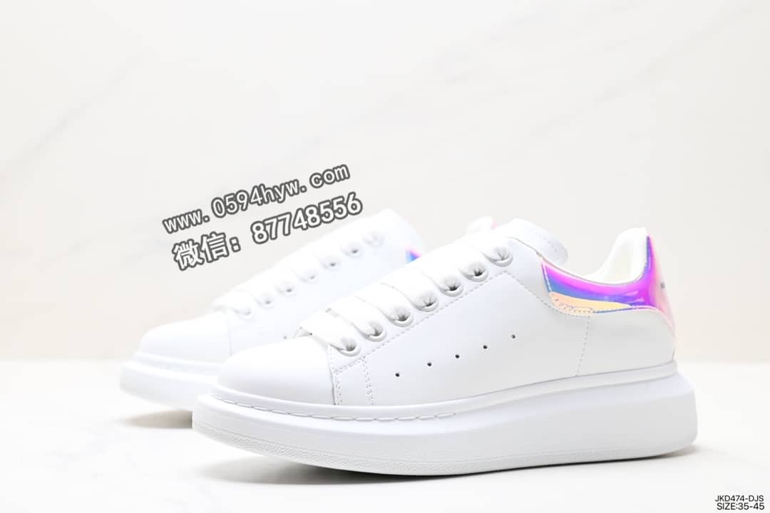 麦昆, 小白鞋, Sneakers, McQueen, KD, Alexander McQueen - Alexander McQueen 亚历山大·麦昆 Sole Leather Sneakers 低帮 厚底 休闲运动 小白鞋 货号：JKD474-DJS