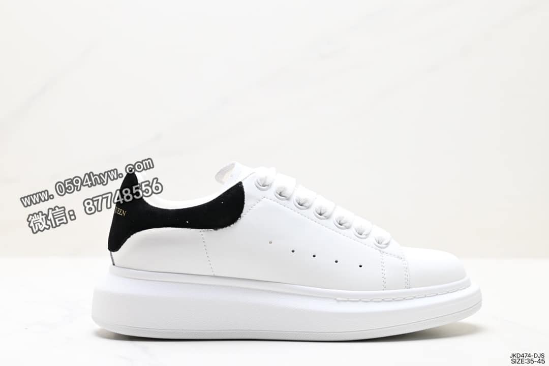 Alexander McQueen Sole Leather Sneakers 低帮 厚底 白色 货号：JKD474-DJS