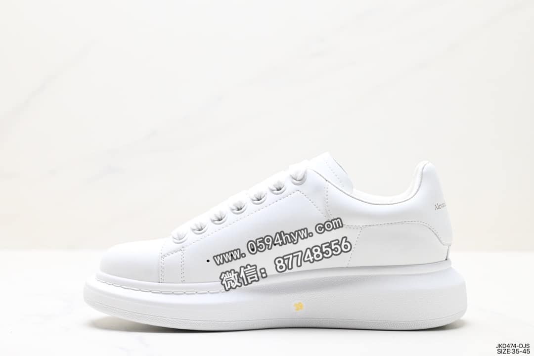 麦昆, 小白鞋, Sneakers, McQueen, Alexander McQueen - Alexander McQueen Sole Leather Sneakers 低帮厚底 休闲运动小白鞋