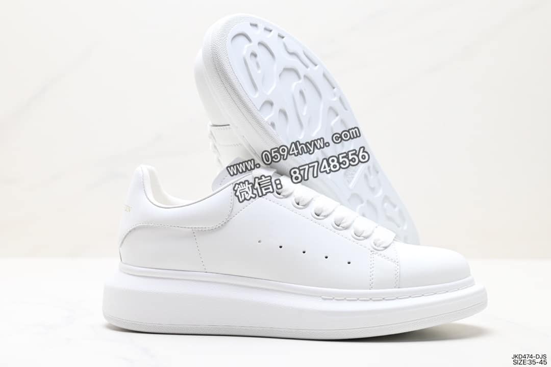 麦昆, 小白鞋, Sneakers, McQueen, Alexander McQueen - Alexander McQueen Sole Leather Sneakers 低帮厚底 休闲运动小白鞋