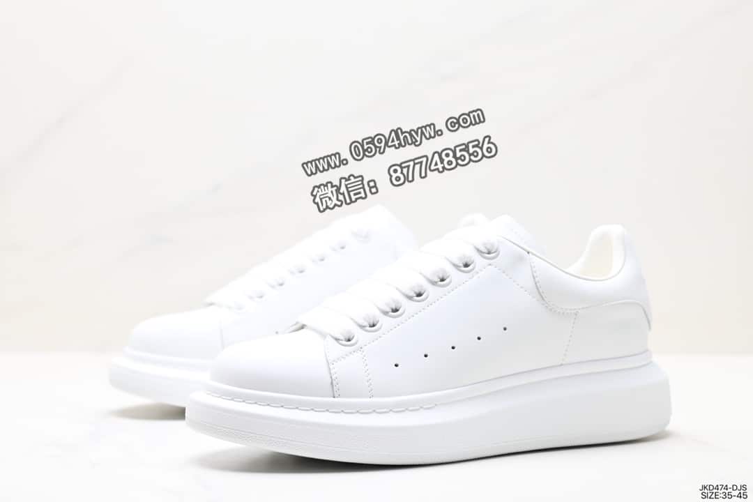 麦昆, 小白鞋, Sneakers, McQueen, Alexander McQueen - Alexander McQueen Sole Leather Sneakers 低帮厚底 休闲运动小白鞋